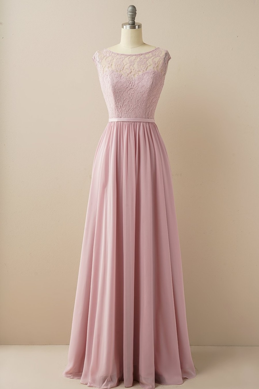 Festa ZAPAKA | Blush Long Chiffon & Lace Vestido Formal