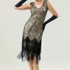 Festa ZAPAKA | Marfim Lantejoulas Franja Flapper Vestido