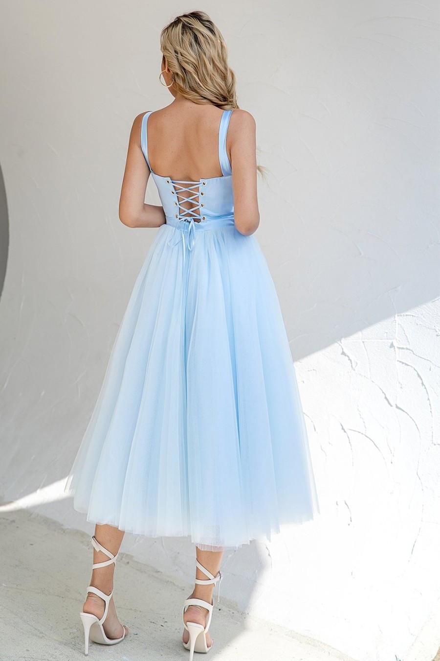 Festa ZAPAKA | Vestido De Coquetel De Tulle Azul Celeste