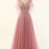 Festa ZAPAKA | Blush Beading Tulle A-Line Vestido De Baile