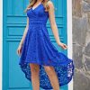 Festa ZAPAKA | Vestido De Renda Azul Royal Com Decote Em V