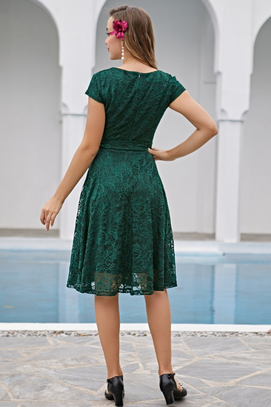 Festa ZAPAKA | Vestido Midi De Renda Verde