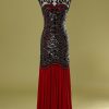 Festa ZAPAKA | Vermelho E Preto 1920S Vestido De Lantejoulas