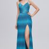 Festa ZAPAKA | Alcas De Espaguete Azul Ombre Ruched Vestido Formal Com Fenda