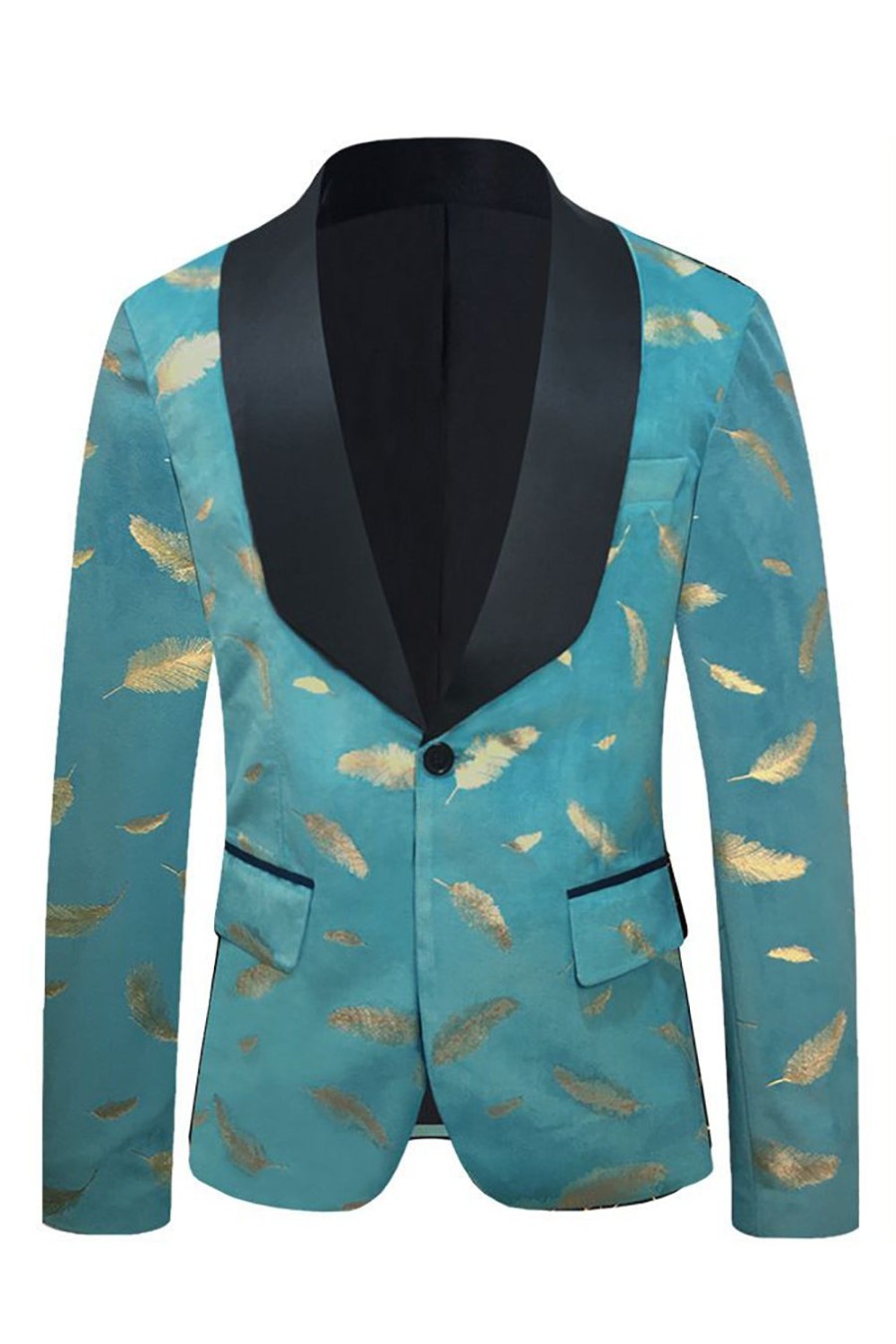 Homem ZAPAKA | Turquesa Jacquard Lapela Shawl Blazer Masculino