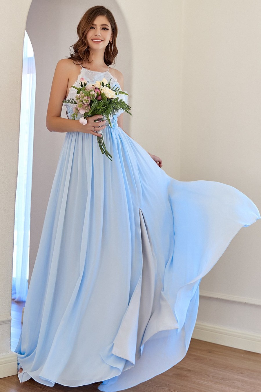 Festa ZAPAKA | Halter Light Blue Bridesmaid Dress