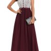 Festa ZAPAKA | Burgundy A Line Halter Longo Vestido De Dama De Honra Com Renda