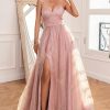 Festa ZAPAKA | Glitter Blush Longo Vestido De Baile Com Fenda