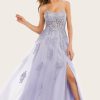 Festa ZAPAKA | Vestido De Baile Longo De Lavanda Tulle Com Renda