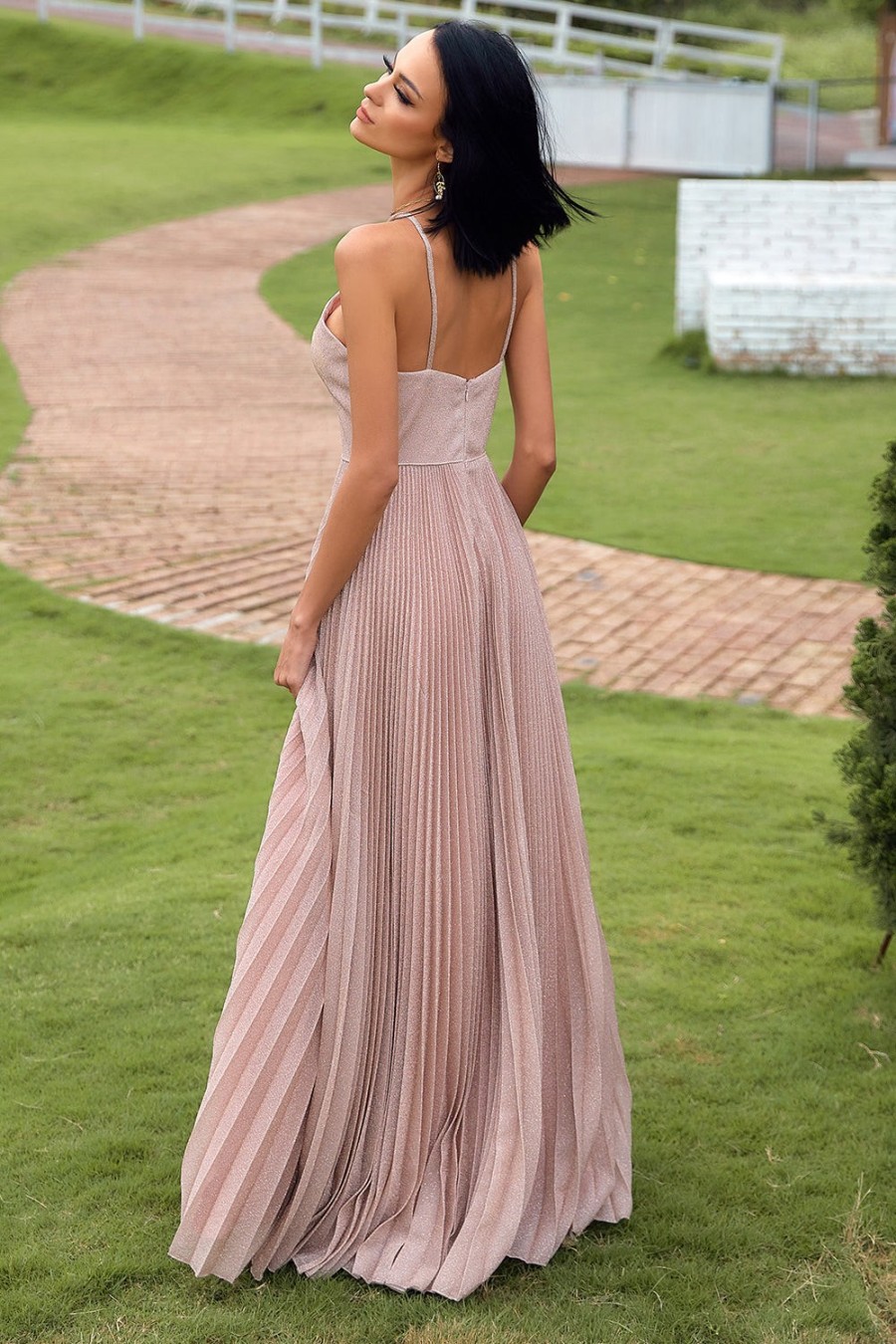 Festa ZAPAKA | Blush Halter Sparkly Prom Dress Com Ruffles