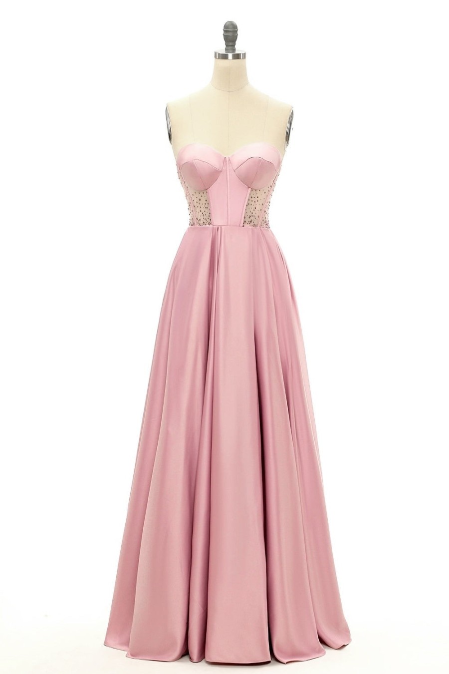 Festa ZAPAKA | Blush Beaded Sweetheart Longo Vestido De Baile