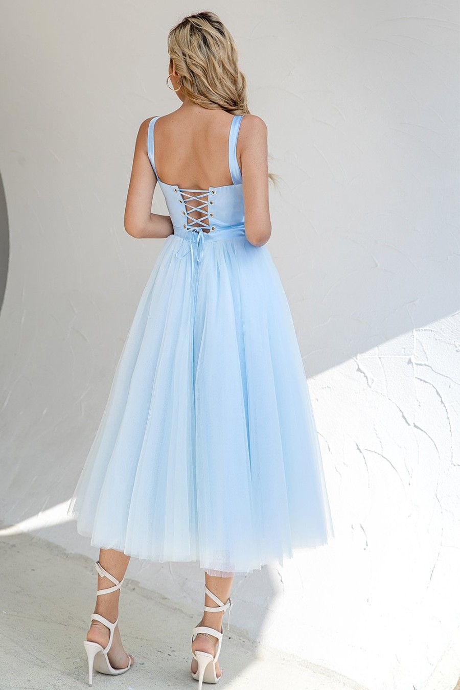 Festa ZAPAKA | Vestido De Coquetel De Tulle Azul Celeste