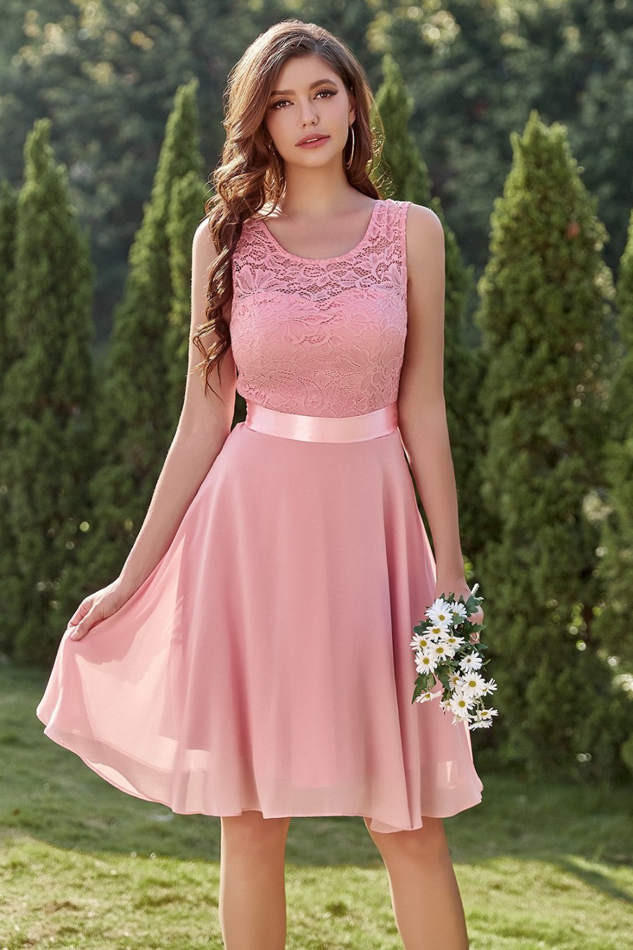 Festa ZAPAKA | Blush Chiffon & Lace Dress