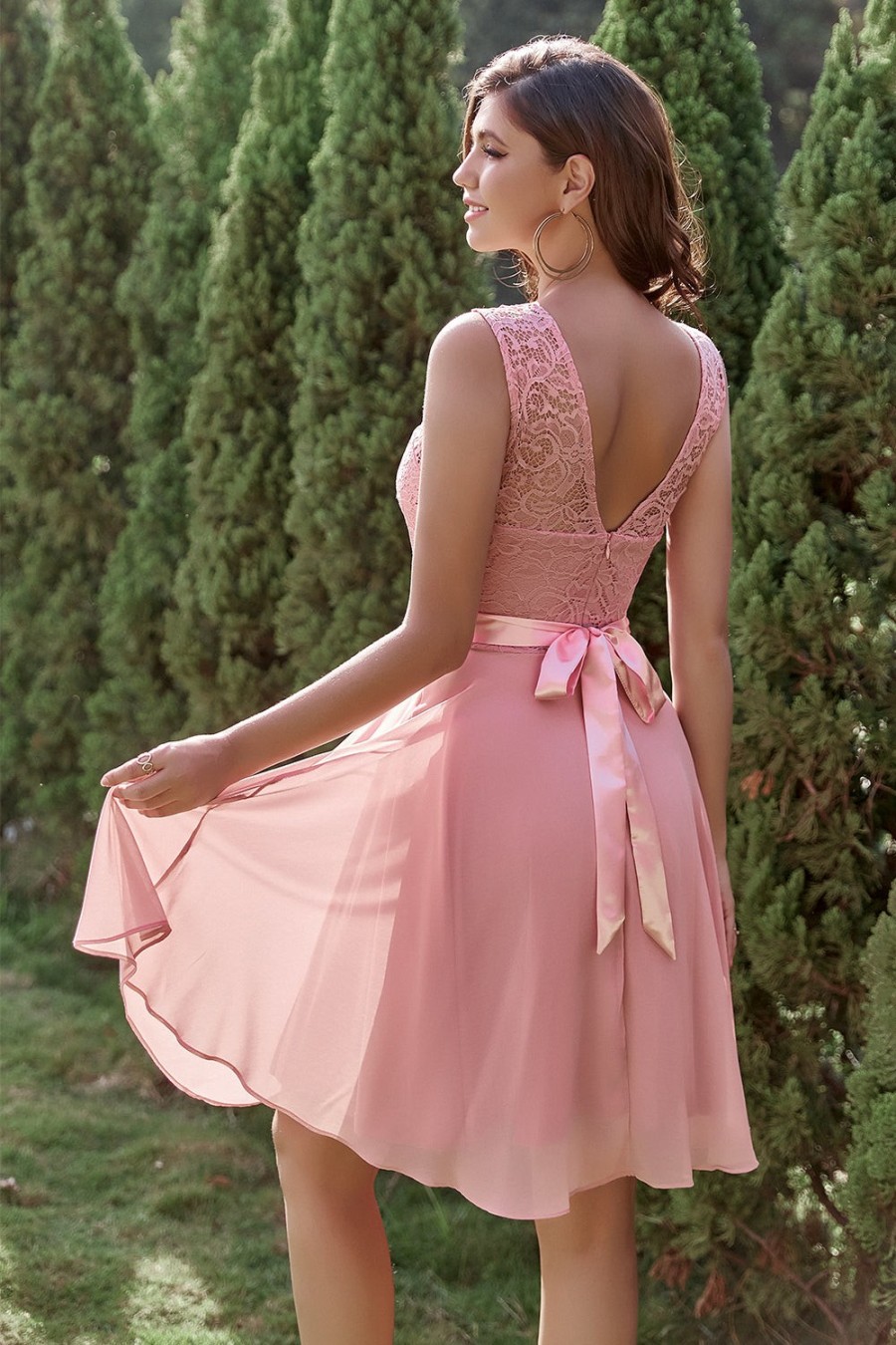 Festa ZAPAKA | Blush Chiffon & Lace Dress