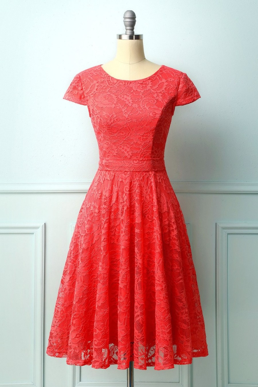 Festa ZAPAKA | Vestido Midi De Renda Coral