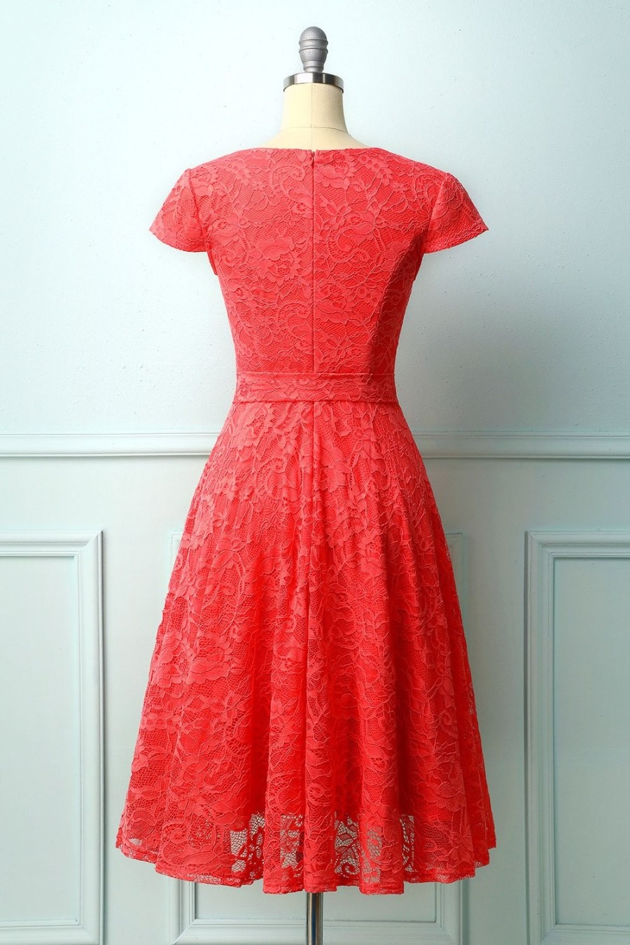 Festa ZAPAKA | Vestido Midi De Renda Coral