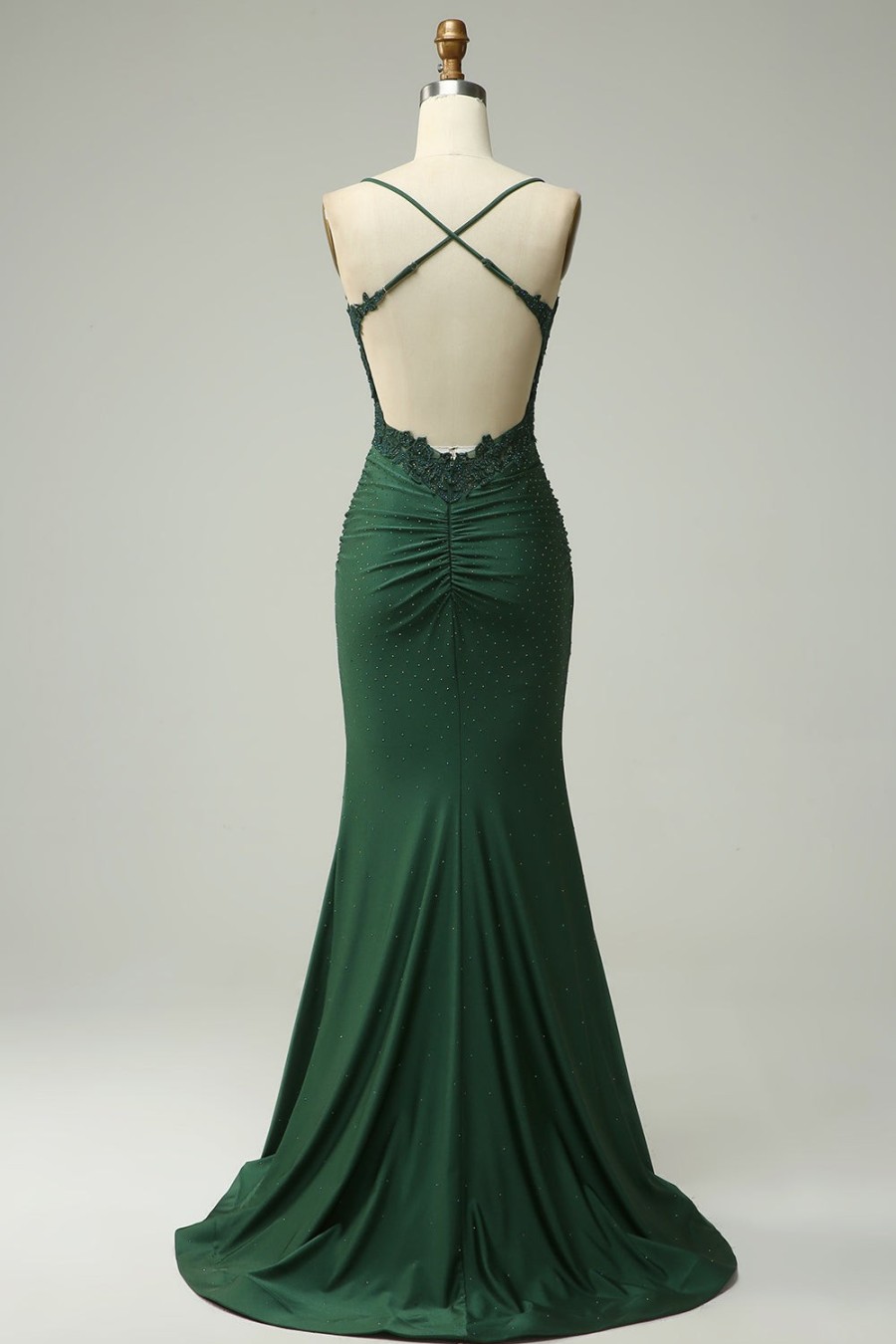 Festa ZAPAKA | Sereia Halter Verde Escuro Vestido De Noite Com Apliques