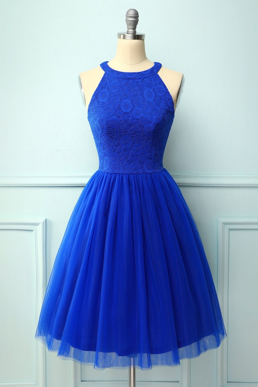 Festa ZAPAKA | Vestido De Renda Azul Royal Halter