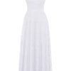 Festa ZAPAKA | Branco Longo Vestido Formal De Renda Longa