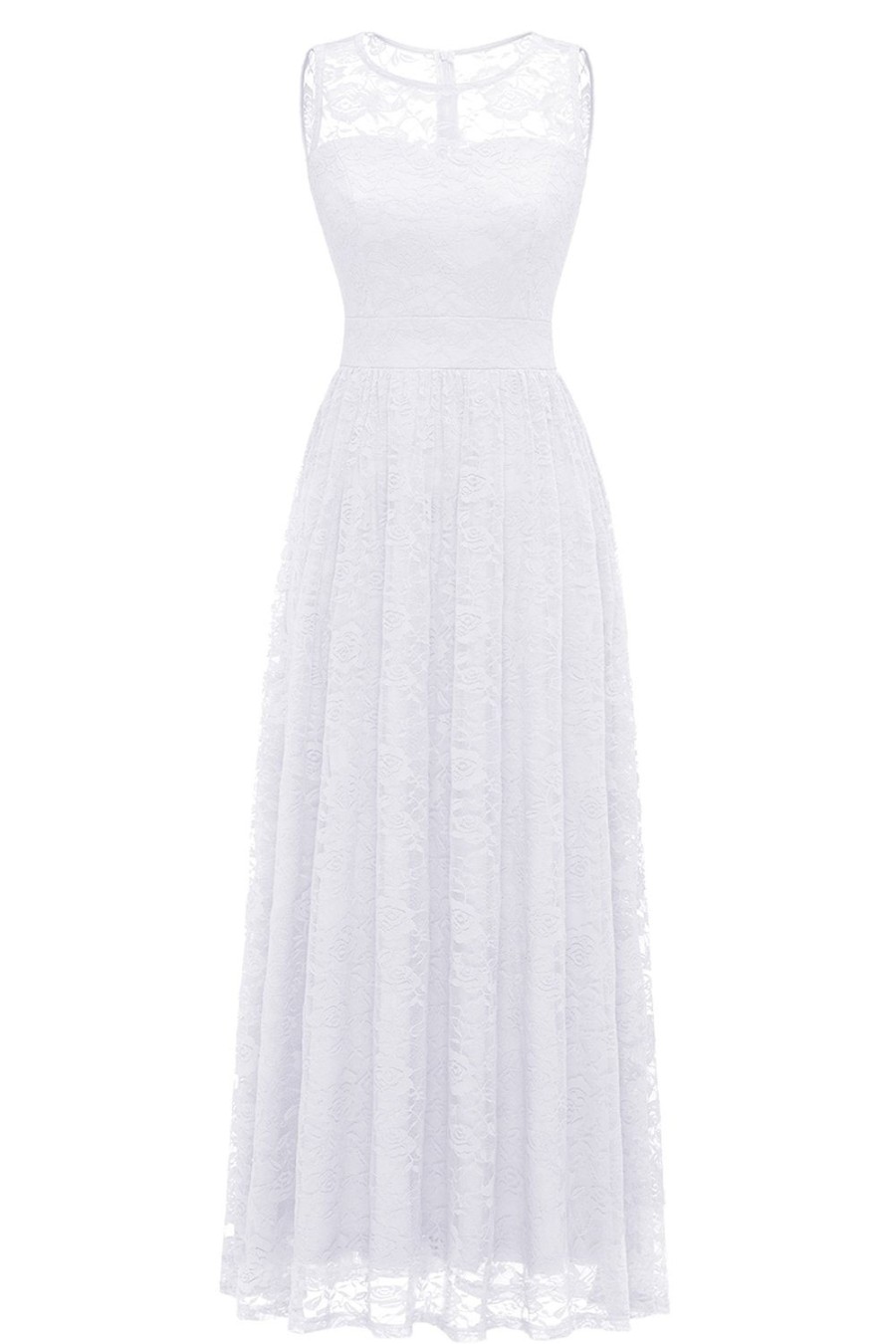 Festa ZAPAKA | Branco Longo Vestido Formal De Renda Longa