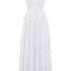 Festa ZAPAKA | Branco Longo Vestido Formal De Renda Longa