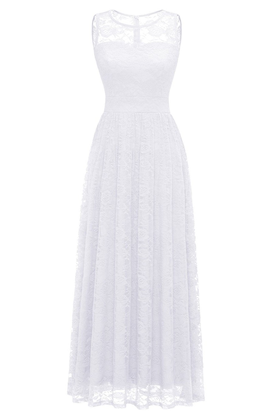 Festa ZAPAKA | Branco Longo Vestido Formal De Renda Longa