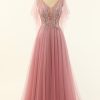 Festa ZAPAKA | Blush Beading Tulle A-Line Vestido De Baile