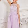 Festa ZAPAKA | Vestido De Renda Vintage Roxo Halter