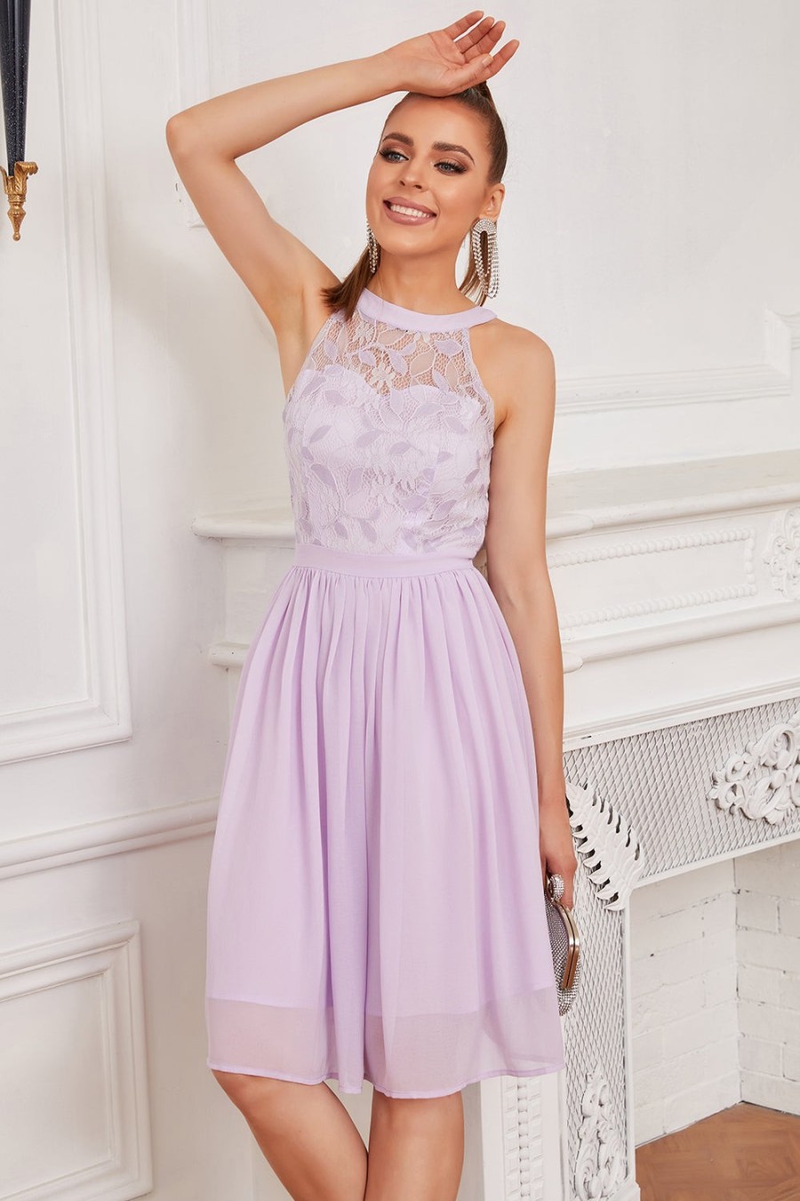 Festa ZAPAKA | Vestido De Renda Vintage Roxo Halter