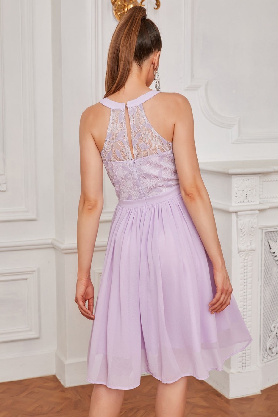 Festa ZAPAKA | Vestido De Renda Vintage Roxo Halter