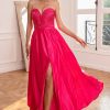 Festa ZAPAKA | Fuchsia Strapless Vestido De Baile Com Fenda