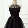 Festa ZAPAKA | Halter Preto Tulle Short Prom Dress