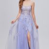 Festa ZAPAKA | Alcas De Espaguete De Lavanda Appliques Vestido Longo Baile Com Fenda